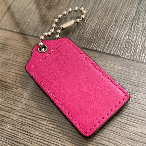 Coach Pink - Fuchsia Large Hangtag Leather Keychain - Picture 2 of 14
